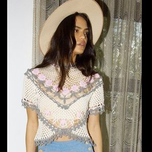 NWT Circle Game crochet blouse XS